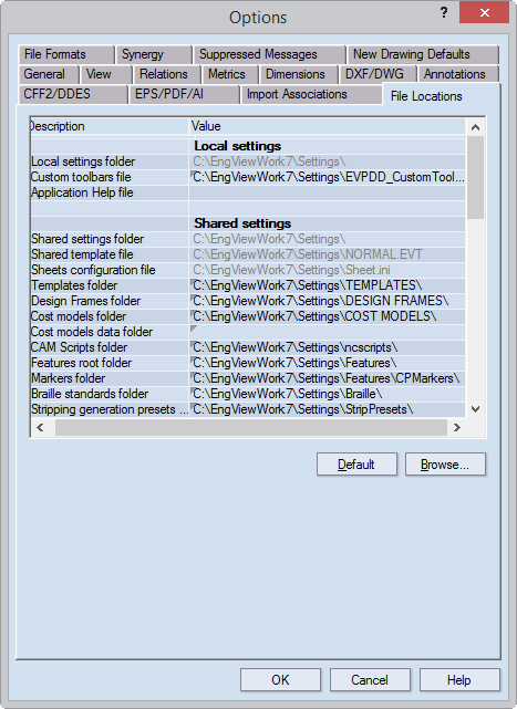 Setting Local and Shared File Locations