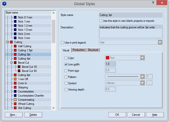 Global Styles dialog box